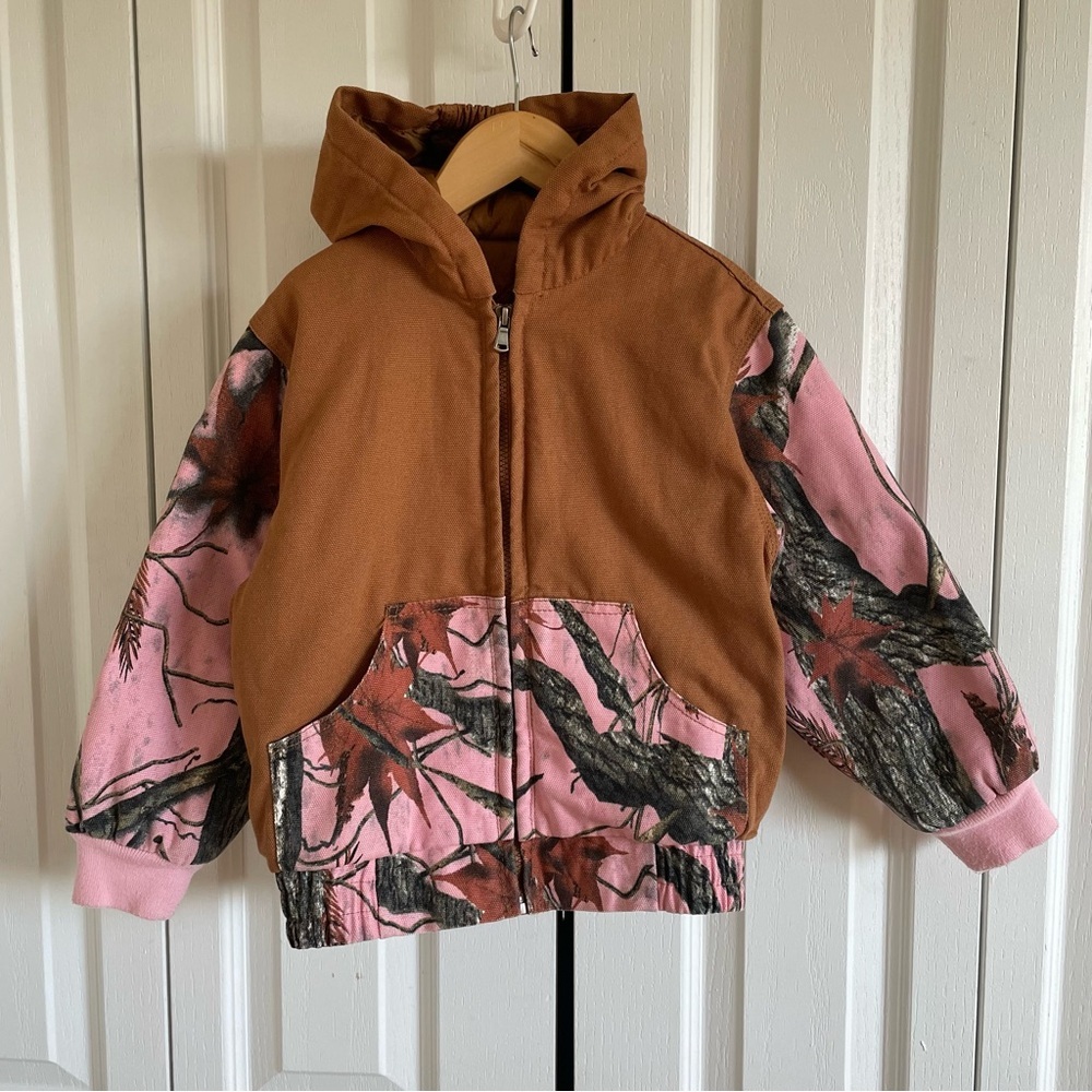 Outdoor Habitat Jacket Girls Toddler 4T Pink Camo Zip Up Hoodie Y2K Bomber Warm